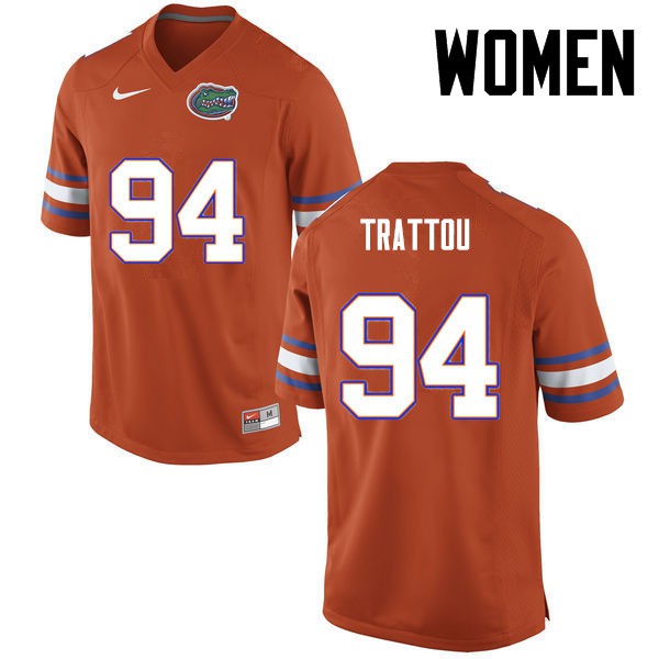 Florida Gators Women #94 Justin Trattou College Football Orange